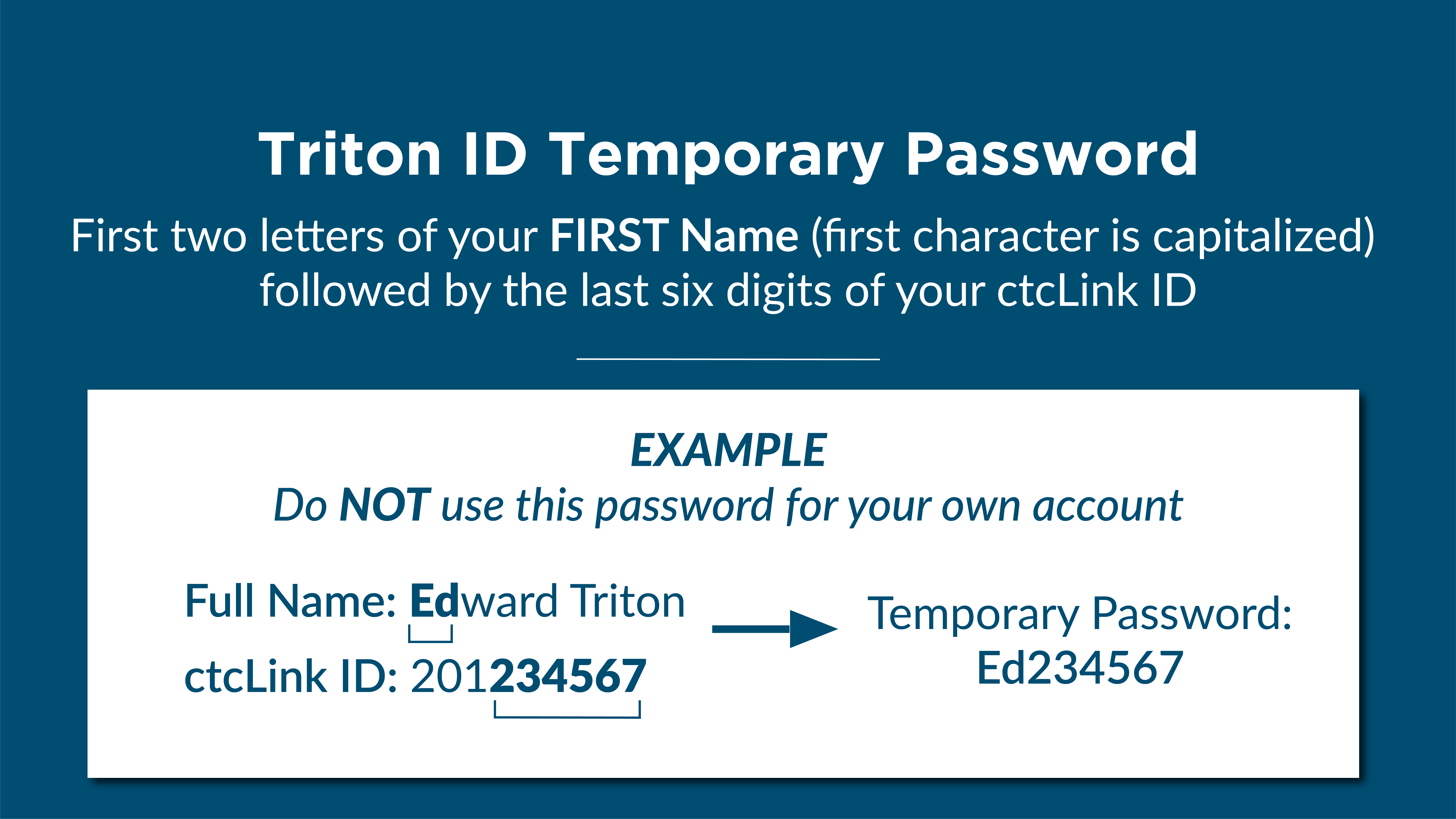 Temporary password example